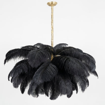 Elegant Ostrich Feather Chandelier - Soft Lighting & Unique Design
