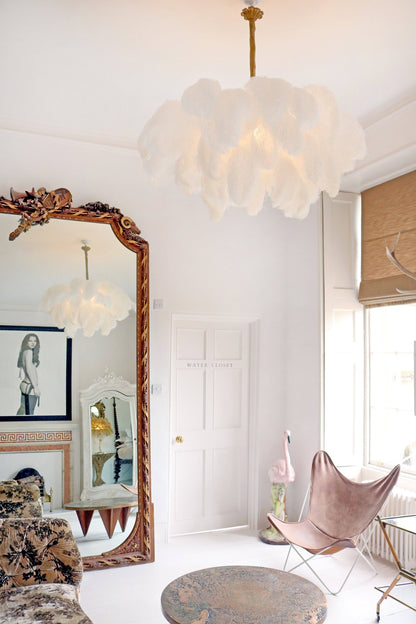Elegant Ostrich Feather Chandelier - Soft Lighting & Unique Design