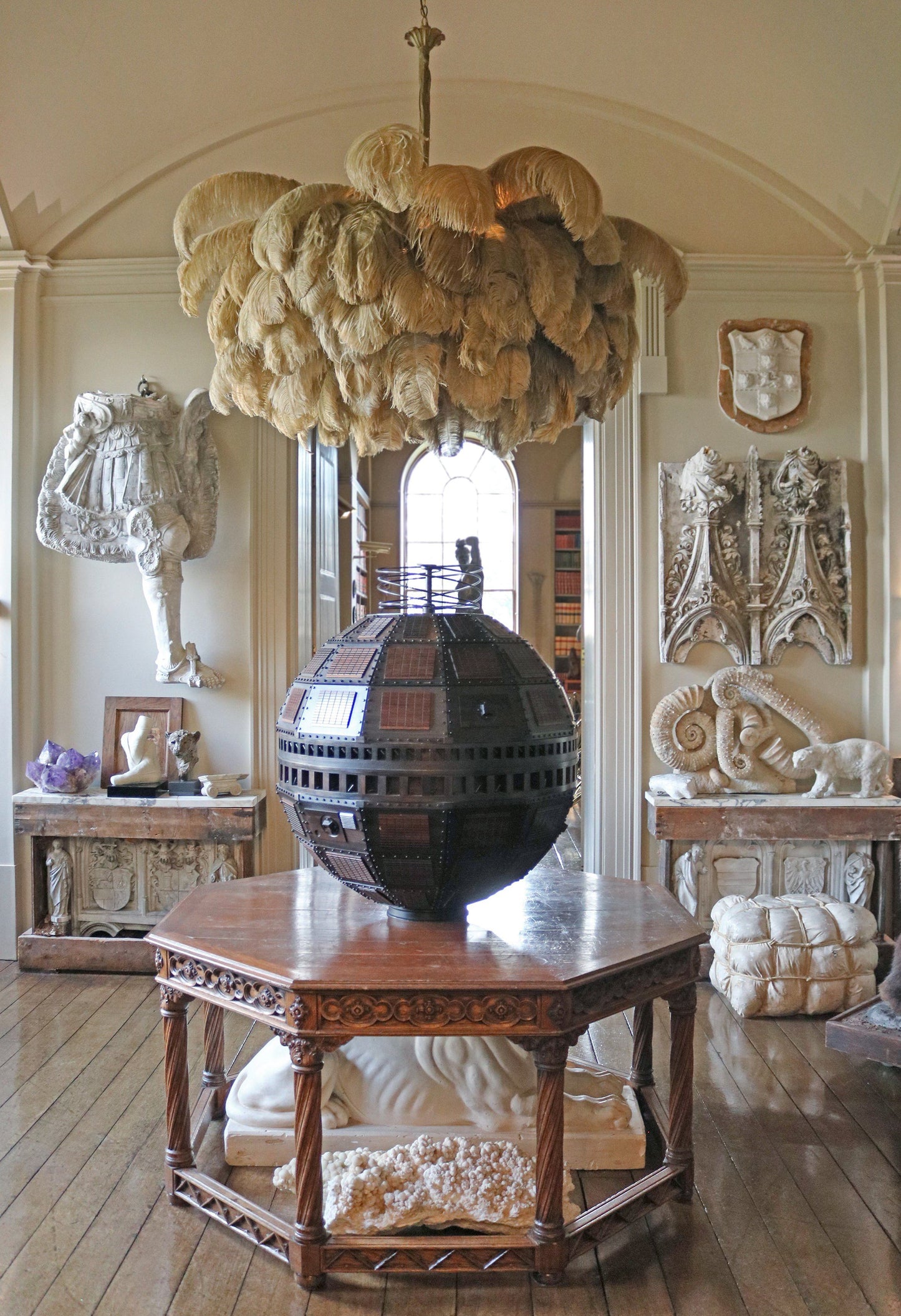 Elegant Ostrich Feather Chandelier - Soft Lighting & Unique Design