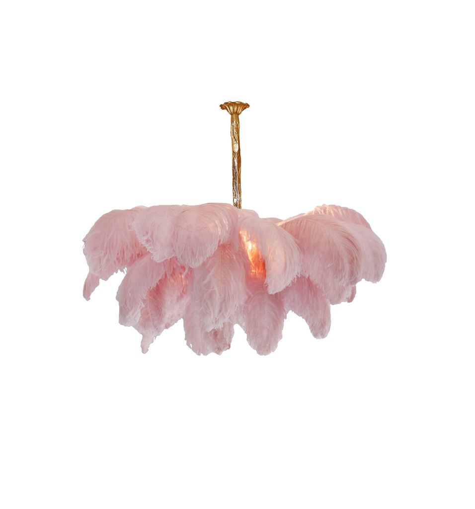 Elegant Ostrich Feather Chandelier - Soft Lighting & Unique Design