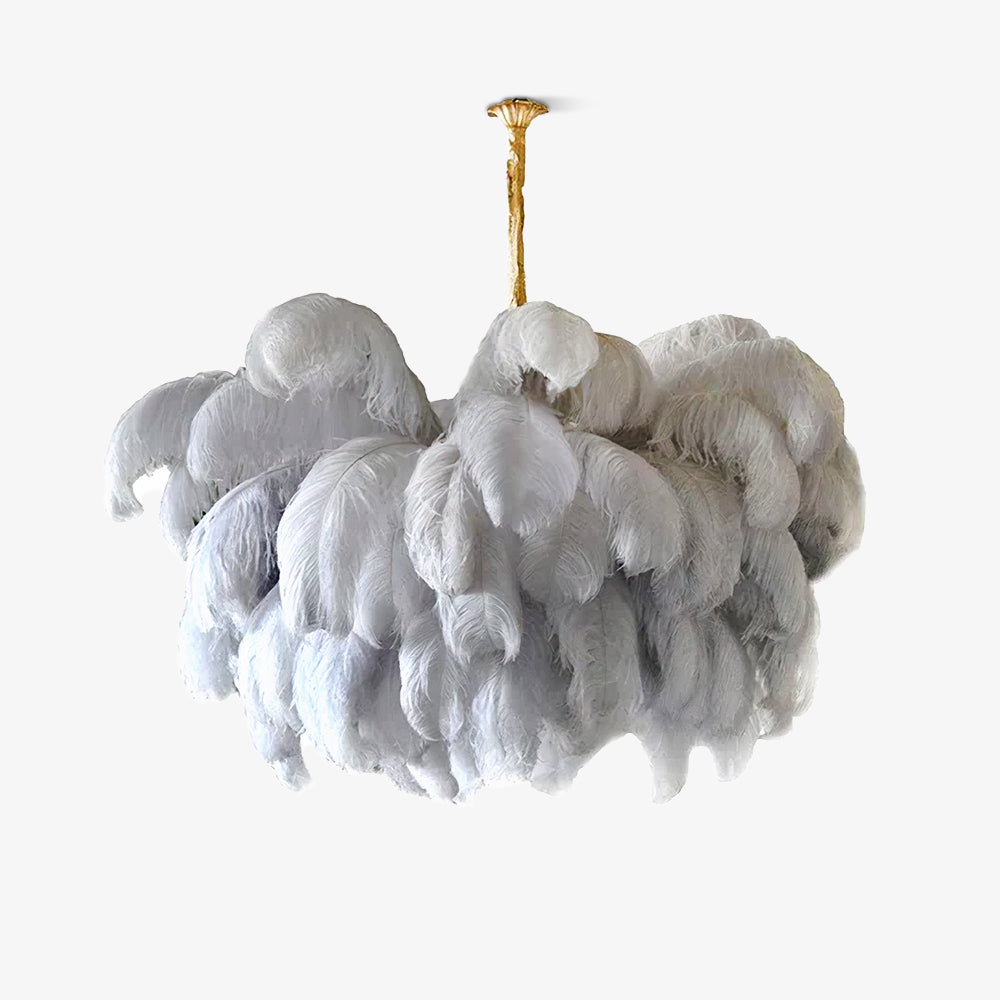 Elegant Ostrich Feather Chandelier - Soft Lighting & Unique Design