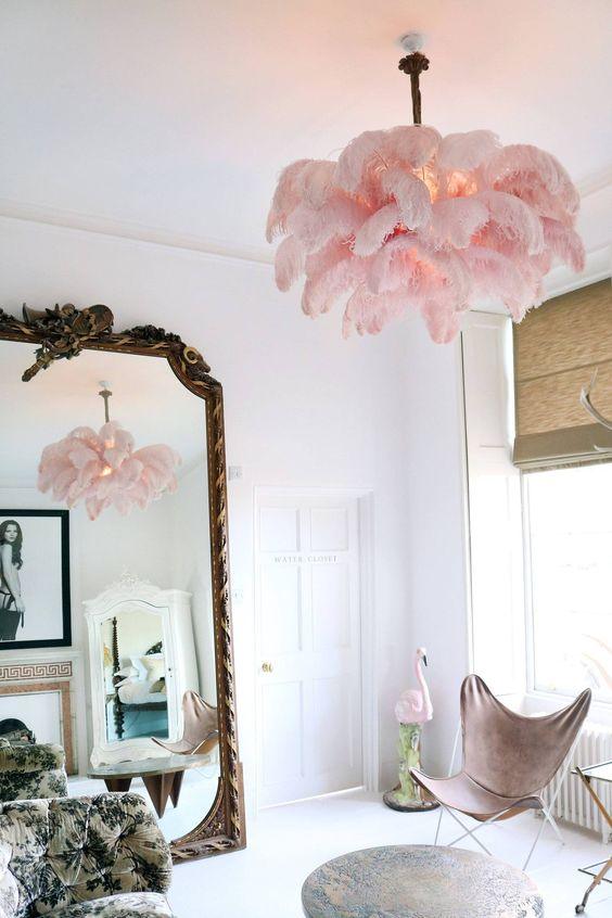 Elegant Ostrich Feather Chandelier - Soft Lighting & Unique Design