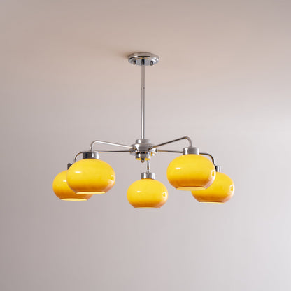 Elegant Oval Persimmon Chandelier with Adjustable Height & LED Lights