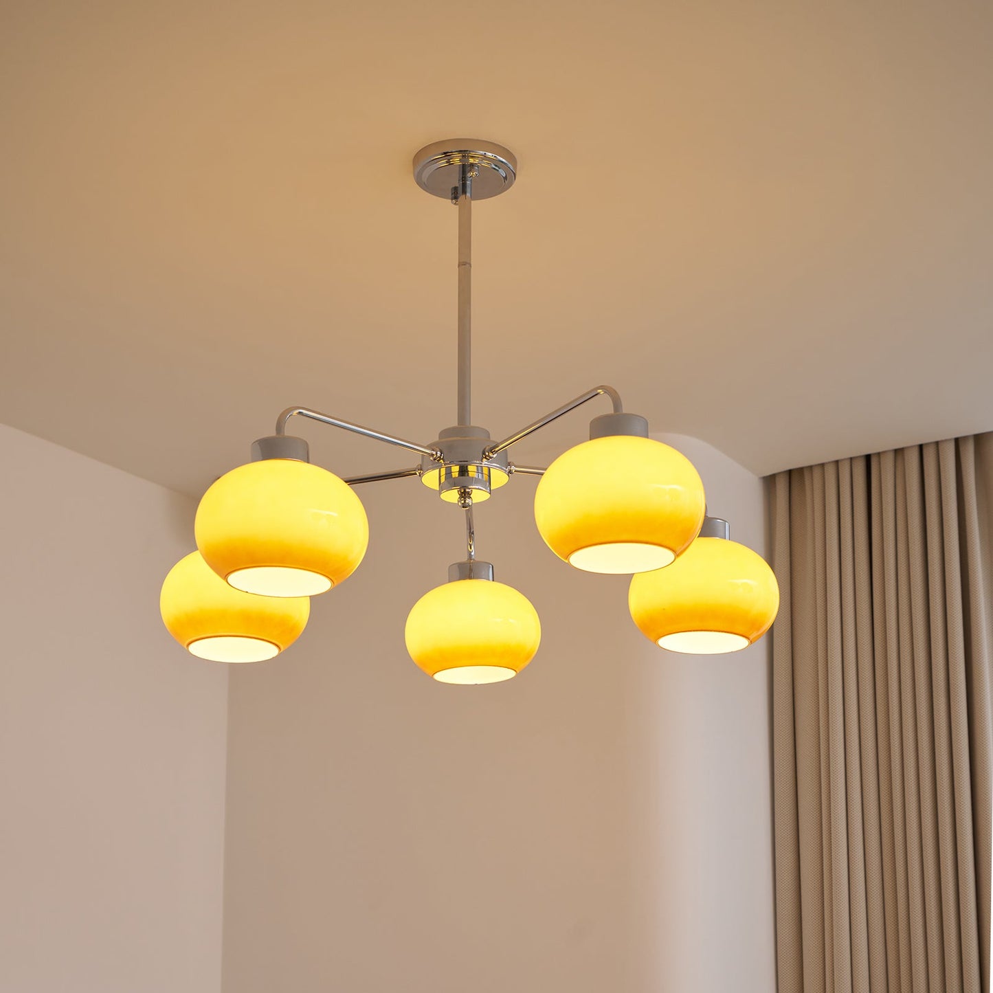 Elegant Oval Persimmon Chandelier with Adjustable Height & LED Lights