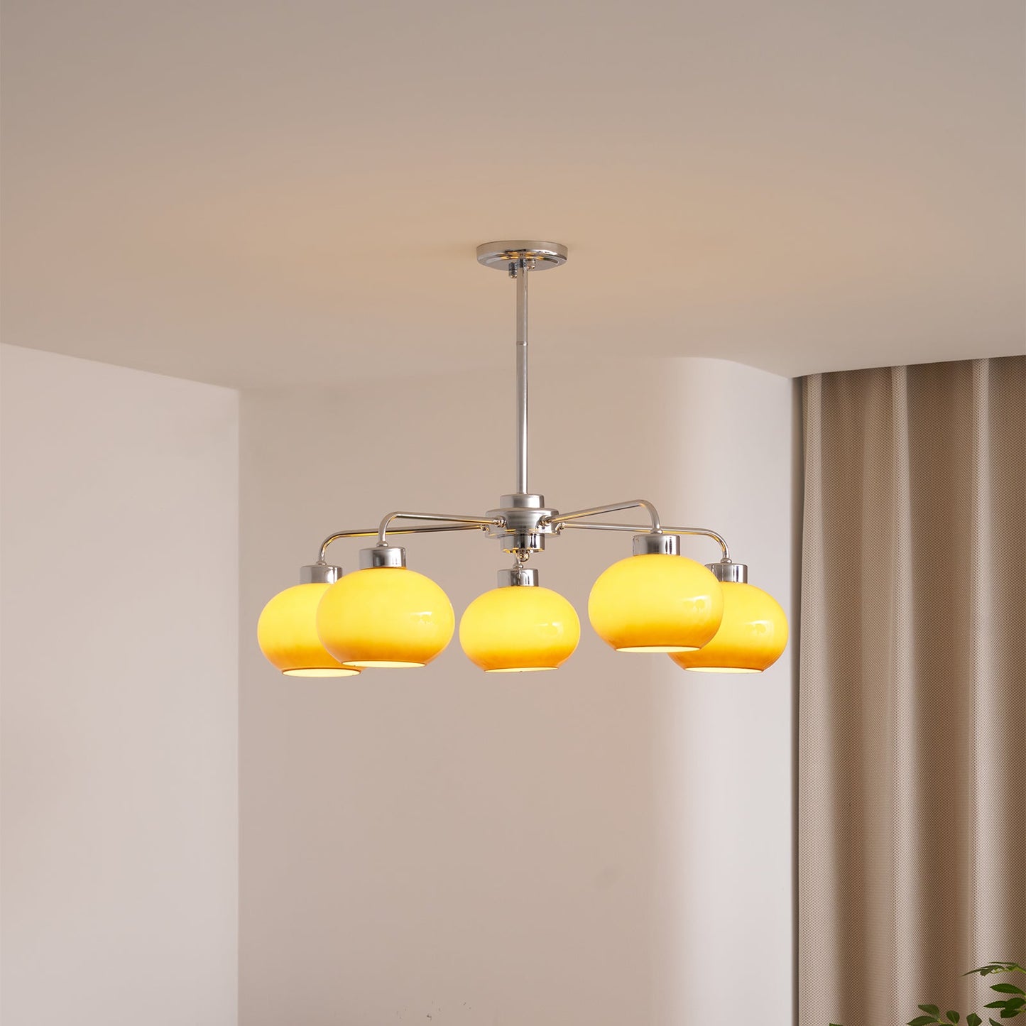 Elegant Oval Persimmon Chandelier with Adjustable Height & LED Lights