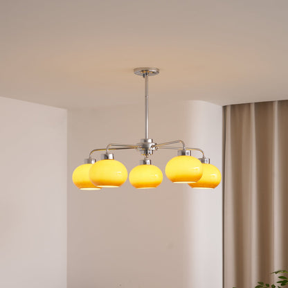 Elegant Oval Persimmon Chandelier with Adjustable Height & LED Lights