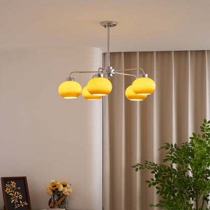 Elegant Oval Persimmon Chandelier with Adjustable Height & LED Lights