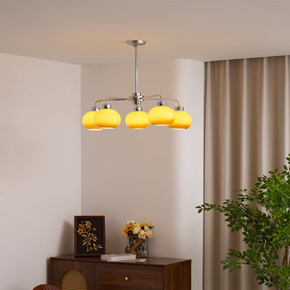 Elegant Oval Persimmon Chandelier with Adjustable Height & LED Lights