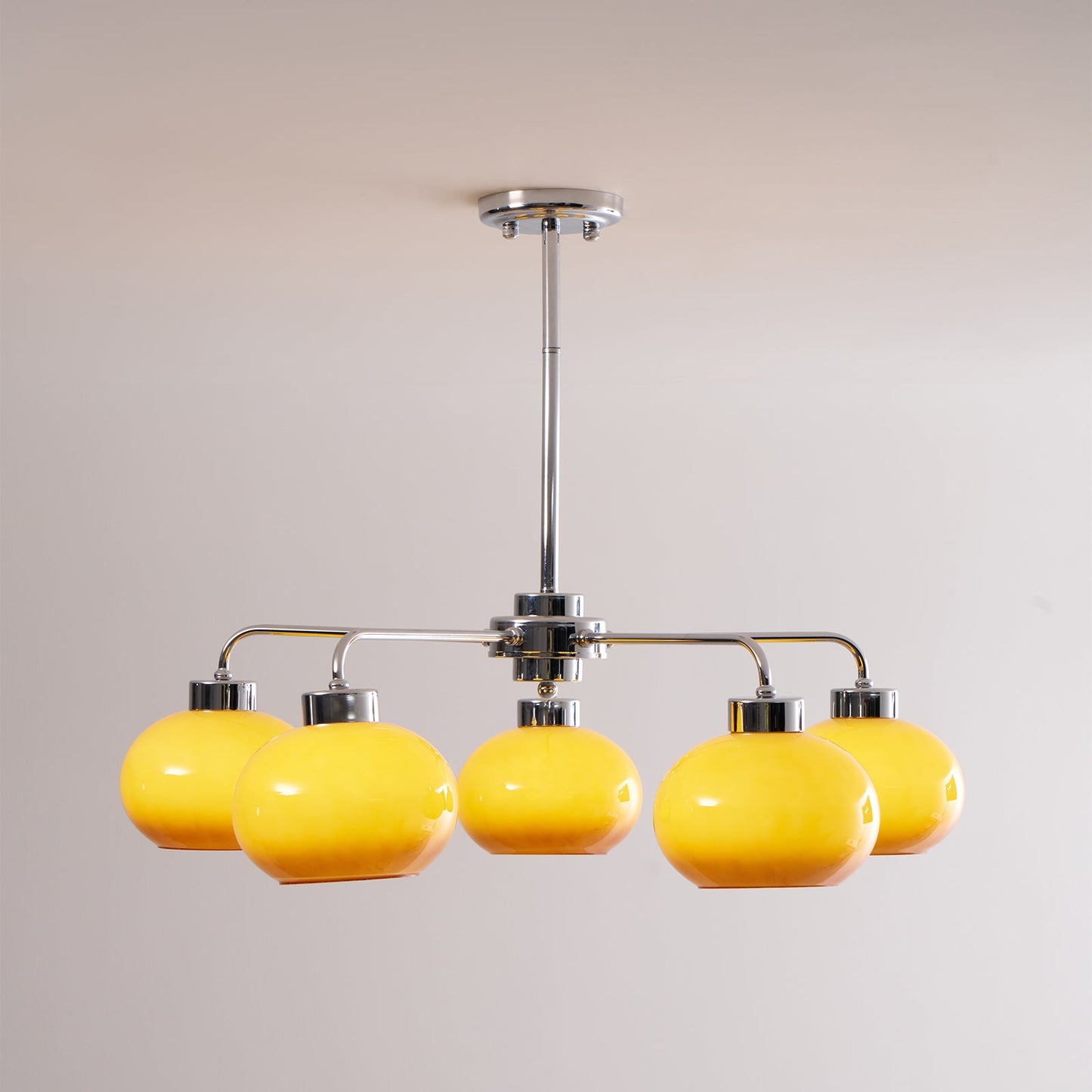 Elegant Oval Persimmon Chandelier with Adjustable Height & LED Lights