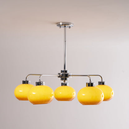 Elegant Oval Persimmon Chandelier with Adjustable Height & LED Lights