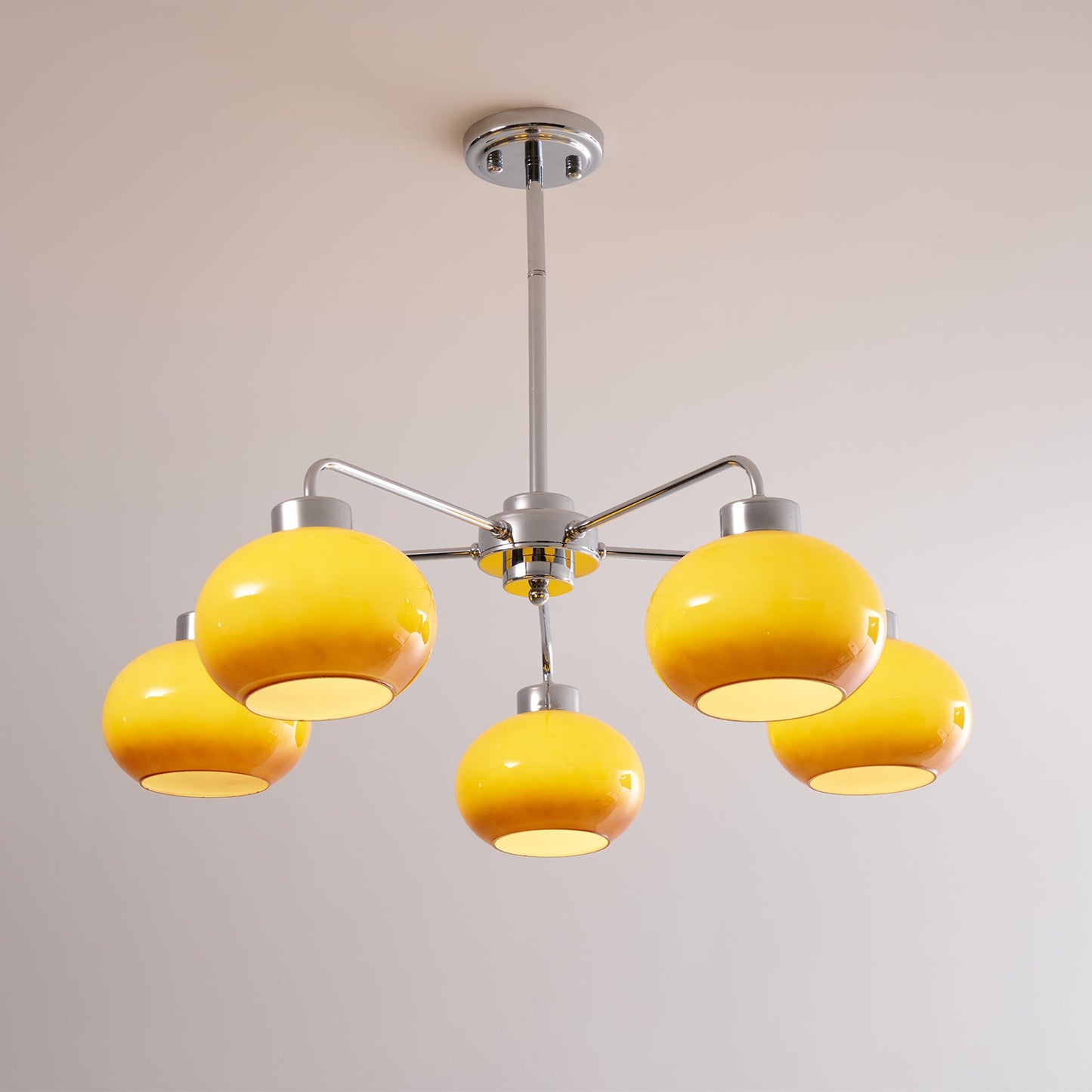 Elegant Oval Persimmon Chandelier with Adjustable Height & LED Lights