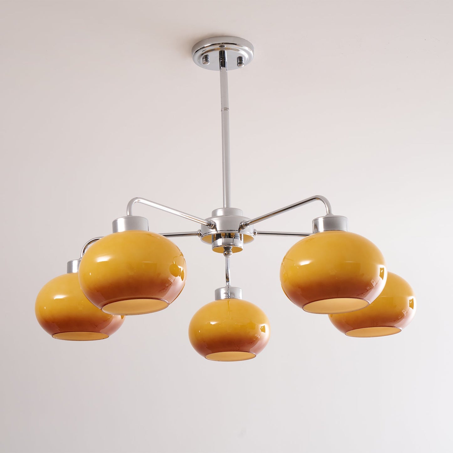 Elegant Oval Persimmon Chandelier with Adjustable Height & LED Lights