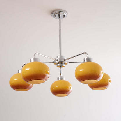 Elegant Oval Persimmon Chandelier with Adjustable Height & LED Lights