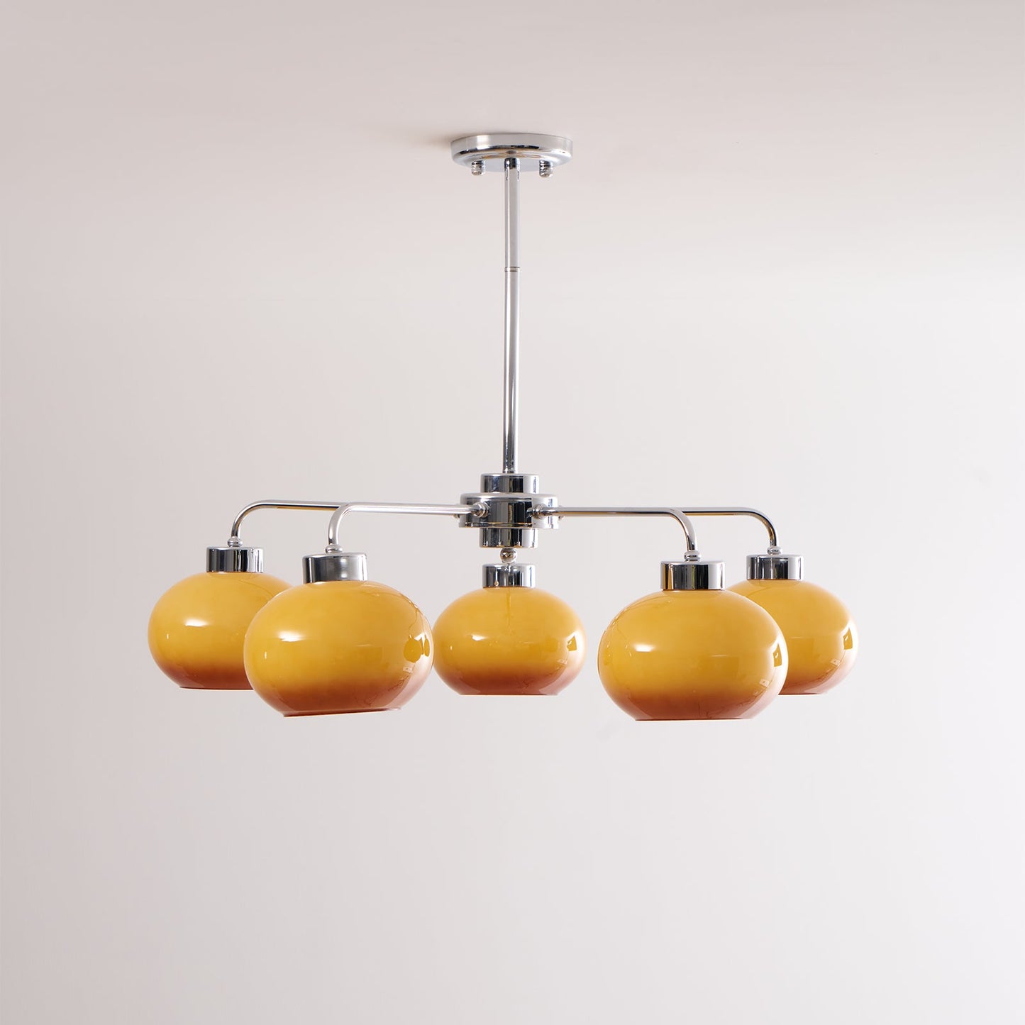 Elegant Oval Persimmon Chandelier with Adjustable Height & LED Lights