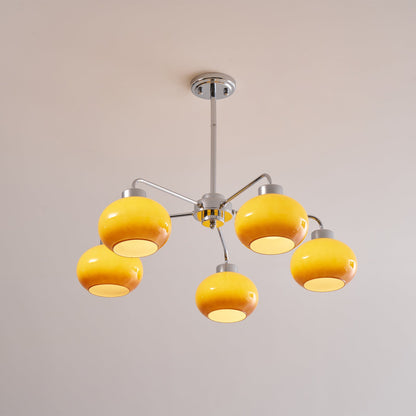 Elegant Oval Persimmon Chandelier with Adjustable Height & LED Lights