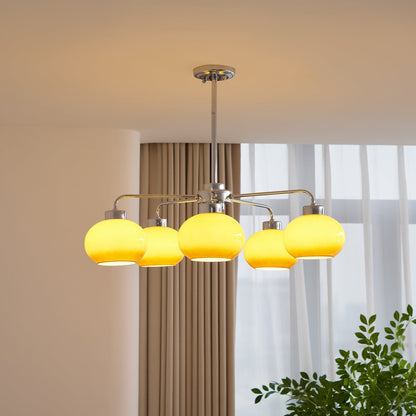 Elegant Oval Persimmon Chandelier with Adjustable Height & LED Lights