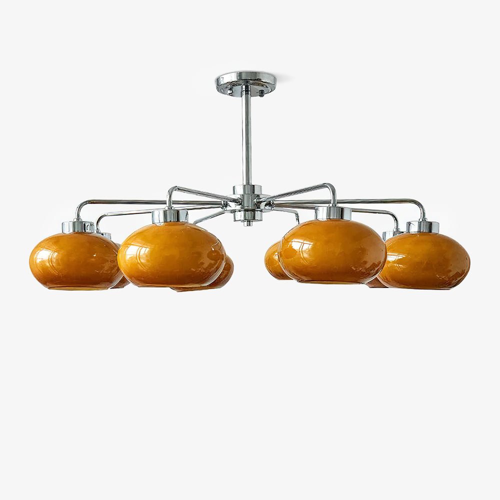 Elegant Oval Persimmon Chandelier with Adjustable Height & LED Lights
