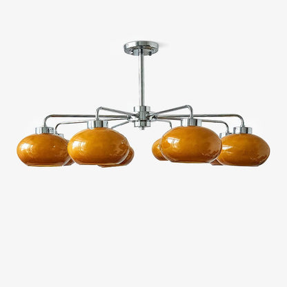 Elegant Oval Persimmon Chandelier with Adjustable Height & LED Lights
