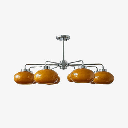 Elegant Oval Persimmon Chandelier with Adjustable Height & LED Lights