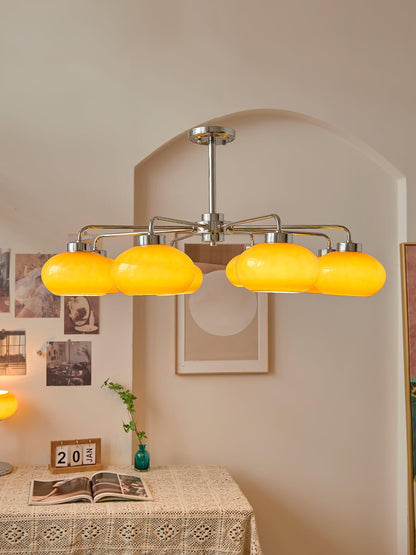 Elegant Oval Persimmon Chandelier with Adjustable Height & LED Lights
