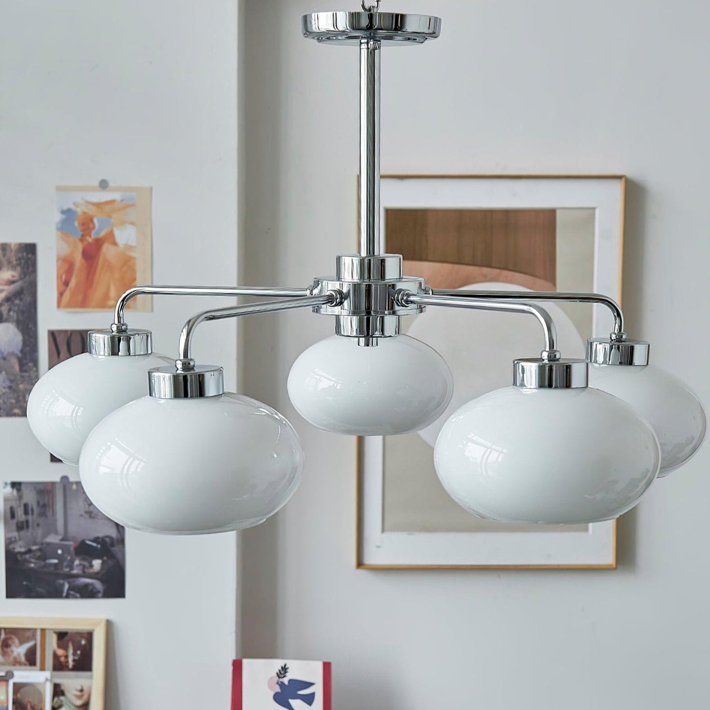 Elegant Oval Persimmon Chandelier with Adjustable Height & LED Lights