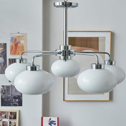 Elegant Oval Persimmon Chandelier with Adjustable Height & LED Lights