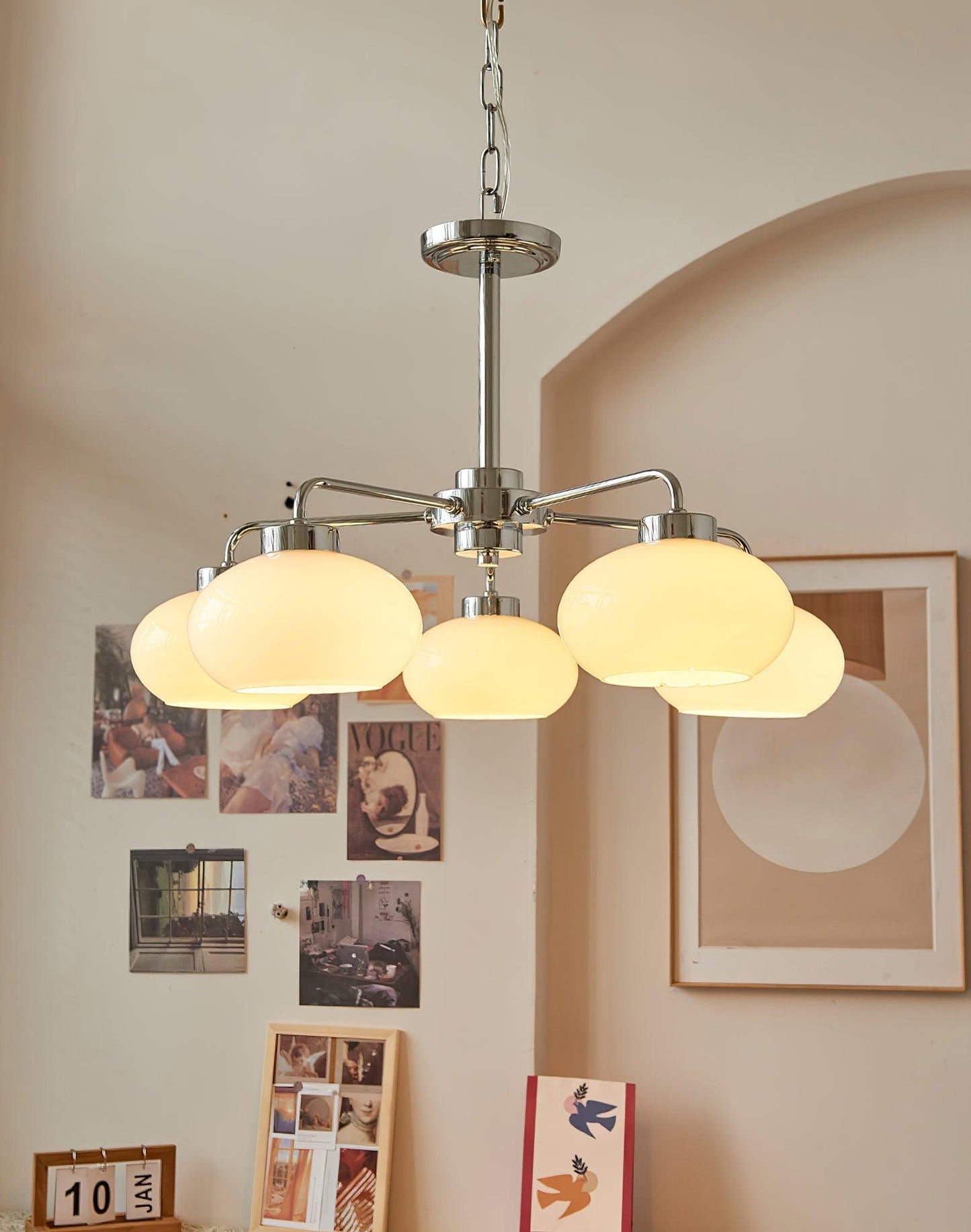 Elegant Oval Persimmon Chandelier with Adjustable Height & LED Lights