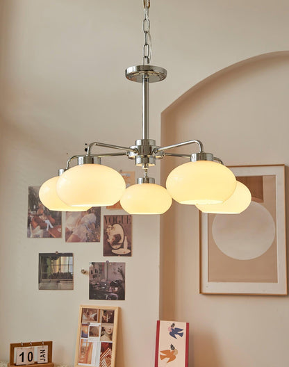 Elegant Oval Persimmon Chandelier with Adjustable Height & LED Lights
