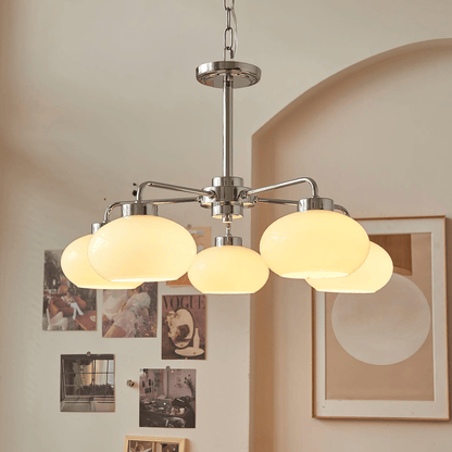 Elegant Oval Persimmon Chandelier with Adjustable Height & LED Lights