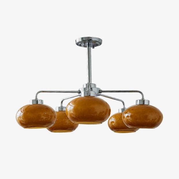 Elegant Oval Persimmon Chandelier with Adjustable Height & LED Lights