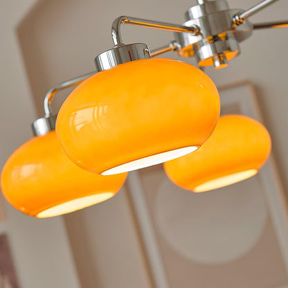 Elegant Oval Persimmon Chandelier with Adjustable Height & LED Lights