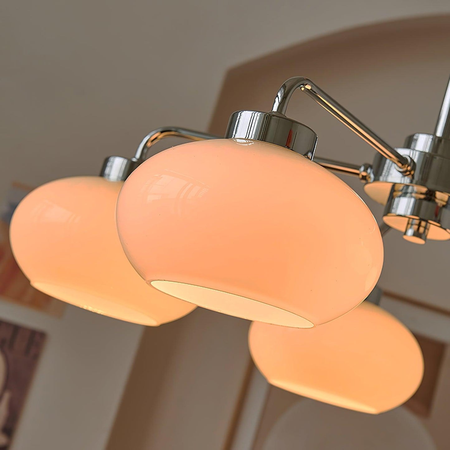 Elegant Oval Persimmon Chandelier with Adjustable Height & LED Lights
