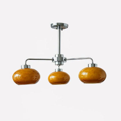 Elegant Oval Persimmon Chandelier with Adjustable Height & LED Lights