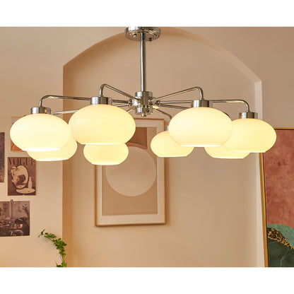 Elegant Oval Persimmon Chandelier with Adjustable Height & LED Lights