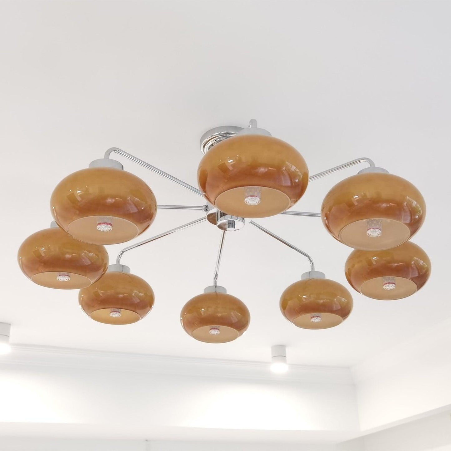 Elegant Oval Persimmon Chandelier with Adjustable Height & LED Lights