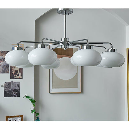 Elegant Oval Persimmon Chandelier with Adjustable Height & LED Lights