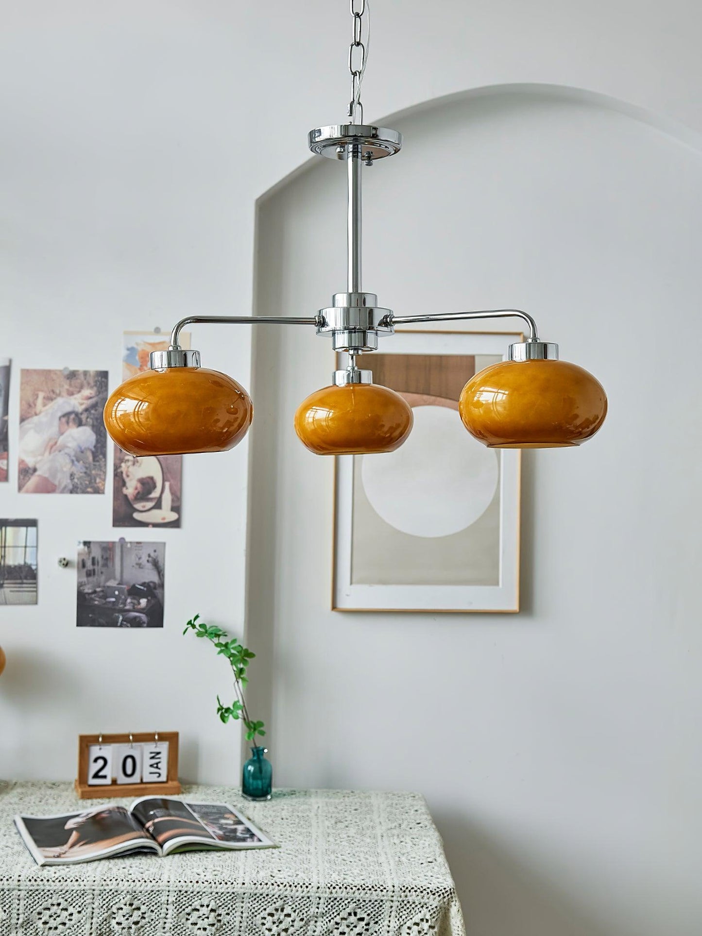 Elegant Oval Persimmon Chandelier with Adjustable Height & LED Lights