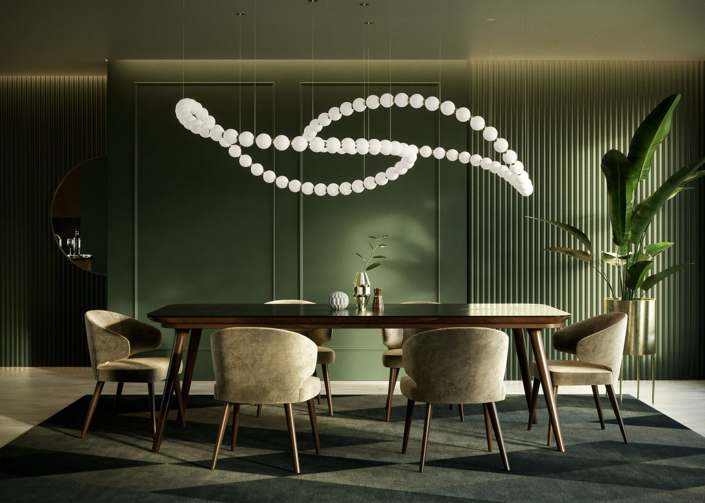 Customizable Pearl Drop Chandelier with Adjustable Height & LED Lights