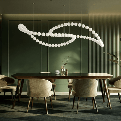 Customizable Pearl Drop Chandelier with Adjustable Height & LED Lights