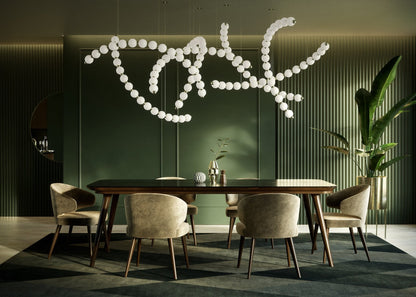 Customizable Pearl Drop Chandelier with Adjustable Height & LED Lights