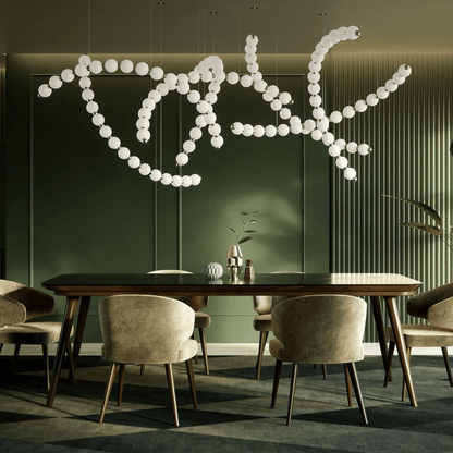 Customizable Pearl Drop Chandelier with Adjustable Height & LED Lights