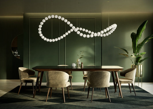 Customizable Pearl Drop Chandelier with Adjustable Height & LED Lights