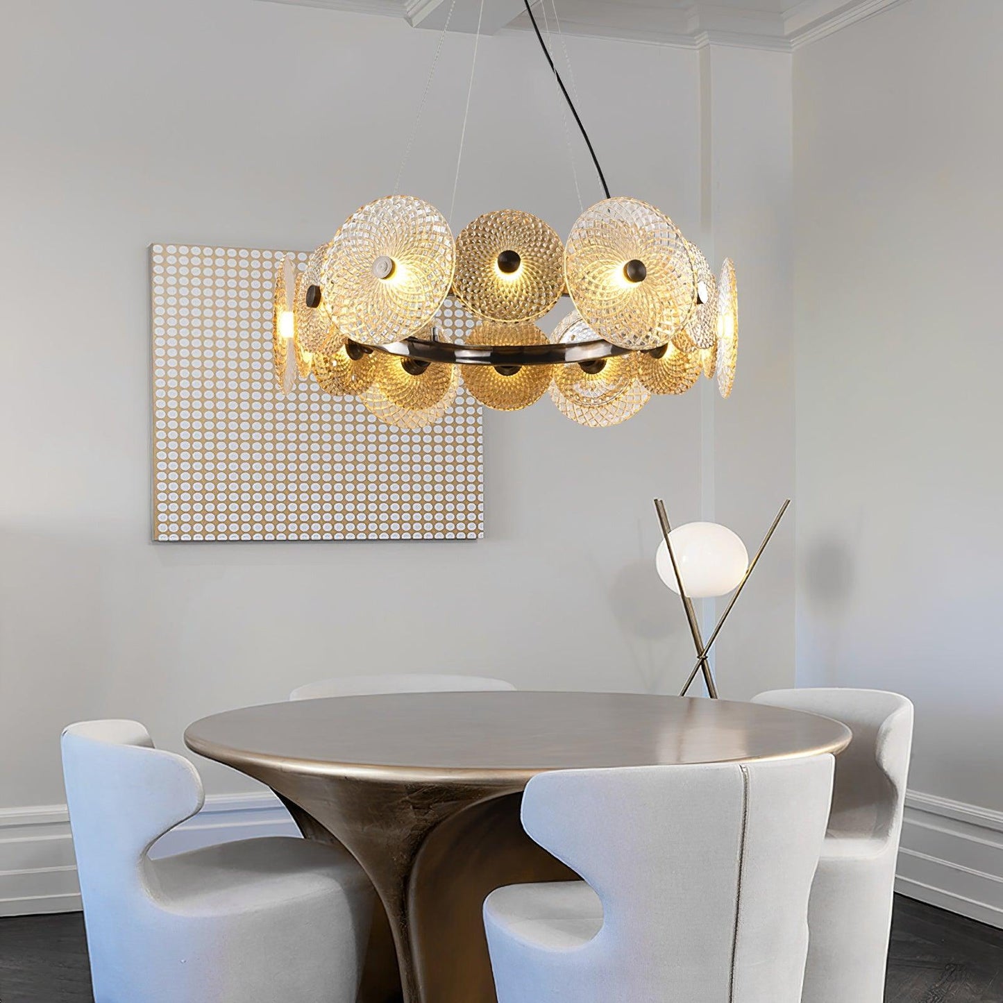 Paige Chandelier - Elegant Crystal Design with Dimmable Lighting Optio