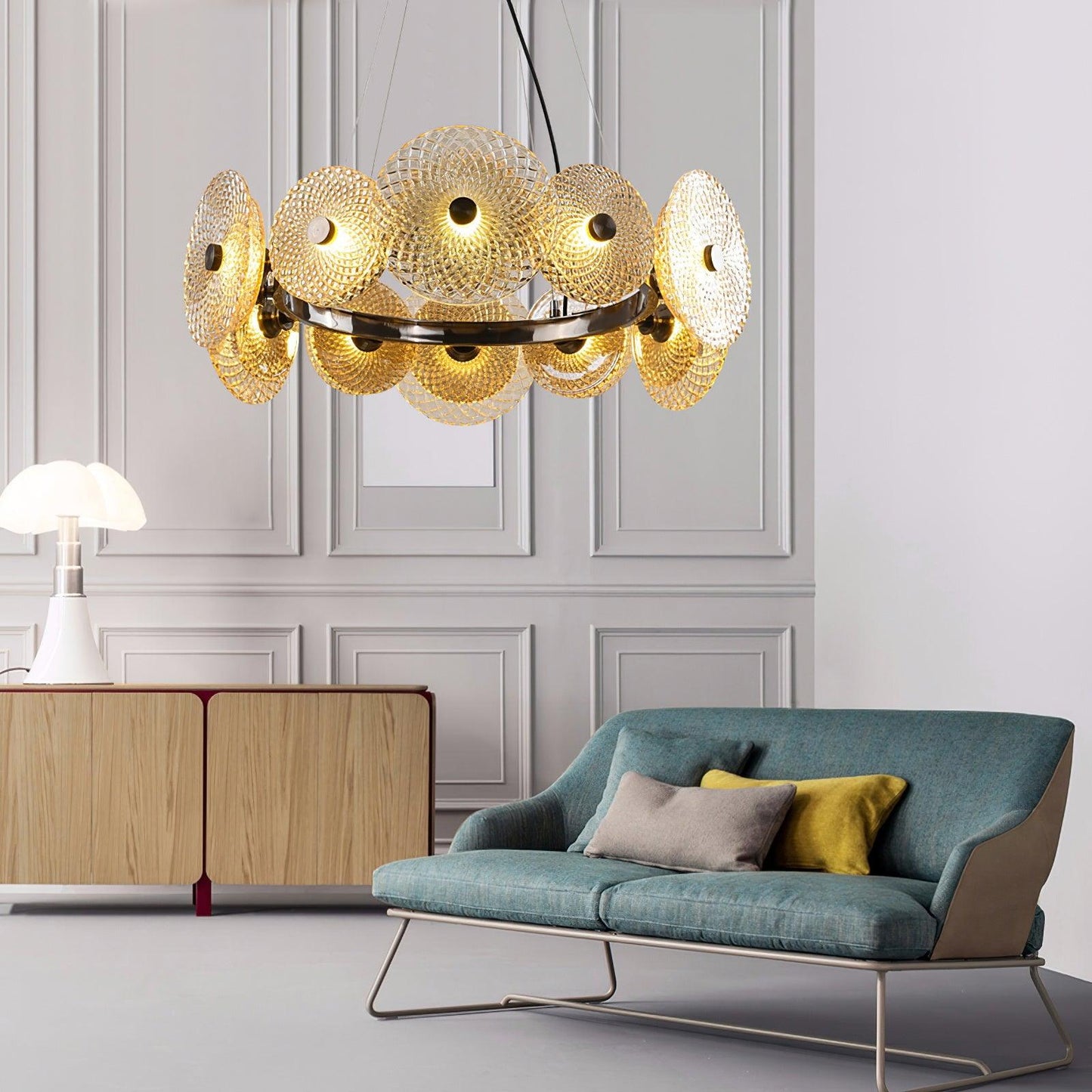 Paige Chandelier - Elegant Crystal Design with Dimmable Lighting Optio