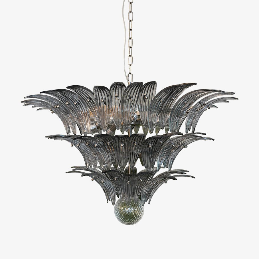 Elegant Palm Grove Glass Chandelier with Adjustable Height & LED Compa