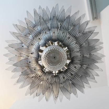 Elegant Palm Grove Glass Chandelier with Adjustable Height & LED Compa