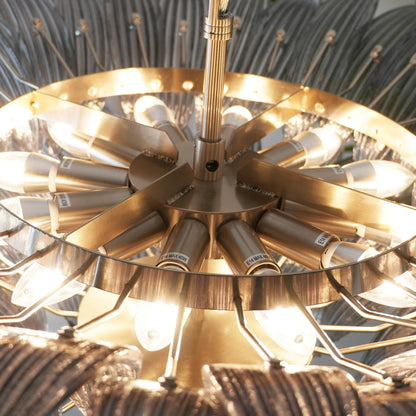 Elegant Palm Grove Glass Chandelier with Adjustable Height & LED Compa