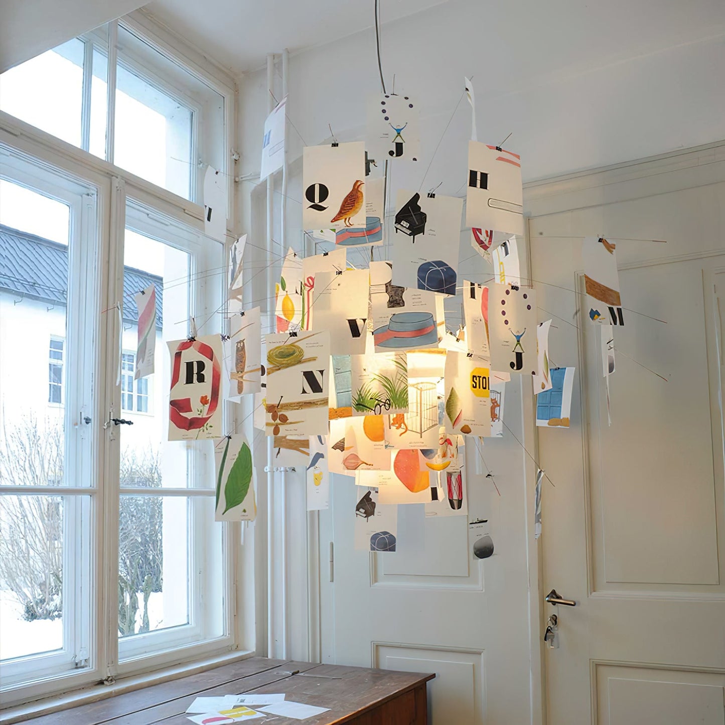 Elegant Paper Chandelier - Lightweight, Eco-Friendly Design, Easy to H