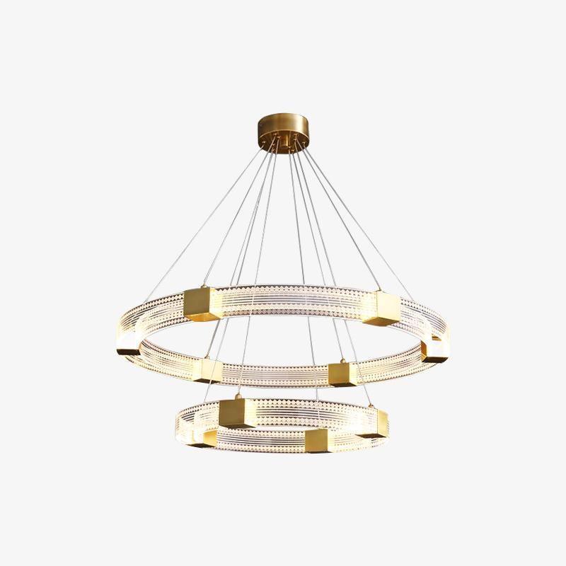 Modern Parallel Ring LED Chandelier with Dimmable Lighting & Energy Ef