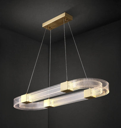 Modern Parallel Ring LED Chandelier with Dimmable Lighting & Energy Ef